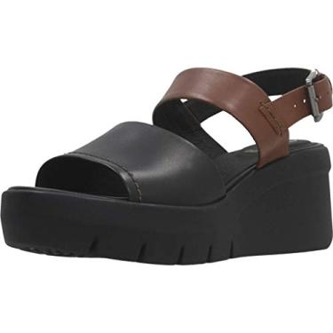 Imagem de Geox Sandálias Plataforma Femininas Rasteiras, Preto, preto, marrom, C0111, 8.5