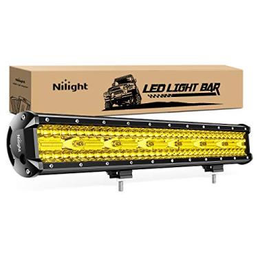 Imagem de Nilight Barra de luz LED 50 cm 420 W Amarelo Ponto de Inundação Combo Tripla fileira Lâmpada de Direção Para-choque Off Road Luzes LED Trabalho Pods para Van Camper Wagon Pickup Carrinho de Golfe ATV