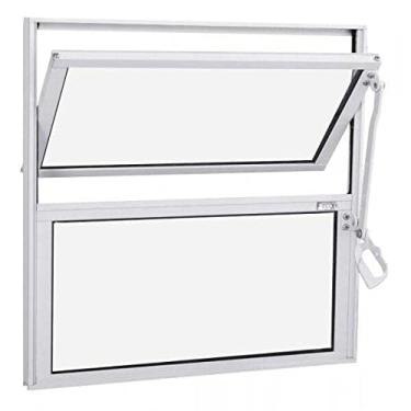 Imagem de Basculante de Alumínio 2 Folhas 1 Fixa Vidro Mini Boreal Integral Econ Light 40cmx40cmx1,5cm Branco
