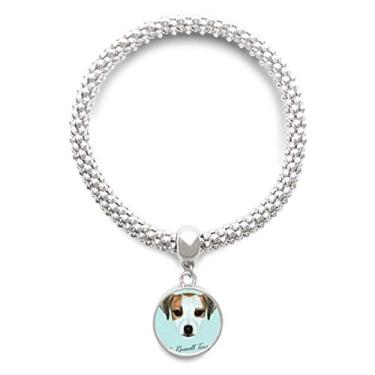 Imagem de DIYthinker Jack Russell Terrier Pulseira de prata com pingente redondo para cães e animais de estimação