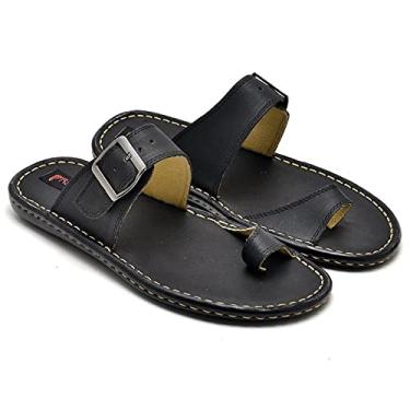 Imagem de Chinelo Masculino Conforto Couro Preto 803 Tamanho:40;Cor:Preto