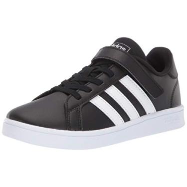 Imagem de adidas Grand Court Tênis unissex infantil, Black/White/White (Hook and Loop), 1.5 Little Kid