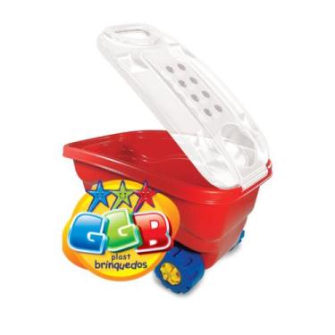 Imagem de Carrinho de puxar que acompanha 48 Pecas de Blocos grandes de Montar -