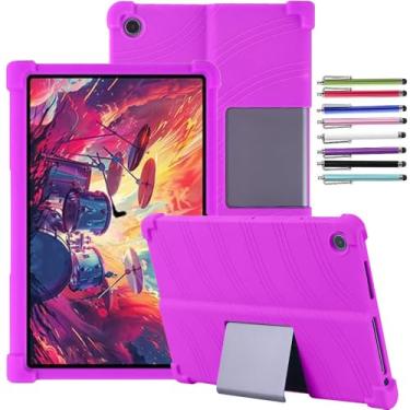 Imagem de elitegadget Capa para tablet Lenovo Tab Plus de 11,5 polegadas lançado em 2024 (TB351FU)/Lenovo Xiaoxin Pad Studio 11.5 2024 – Capa leve de silicone com 1 caneta stylus aleatória (roxa)