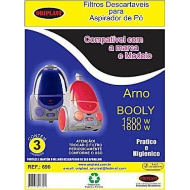 Imagem de Kit c/9 Sacos Descartáveis Aspirador Arno Booly 1500w 1600w - Oriplast