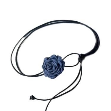 Imagem de Corrente de cintura floral boêmia para mulheres grandes correntes de cinto de flor rosa corda de couro para barriga joia ajustável para shorts vestidos jeans, Adjustable, Couro Couro Tecido, Sem Pedra