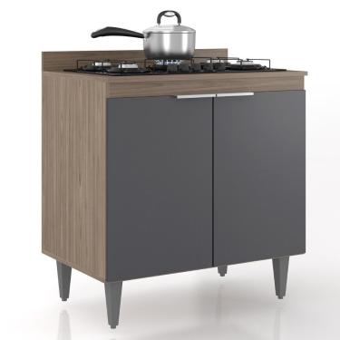 Imagem de Balcão De Cozinha Para Cooktop 80cm Pérola Z34 Freijó/grafite - Mpozenato