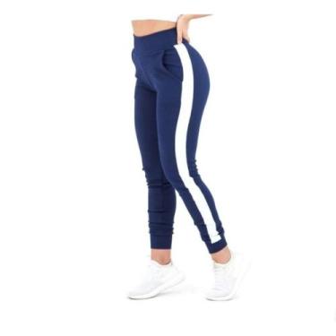 Imagem de Calça Feminina Jogger Com Listras Nas Laterais - Amariti, Azul marinho