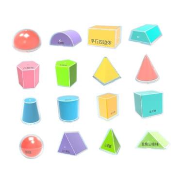 Imagem de Milageto 16 pçs sólidos geométricos blocos geométricos professor auxiliares manipuladores de matemática formas geométricas para material escolar estudantes em