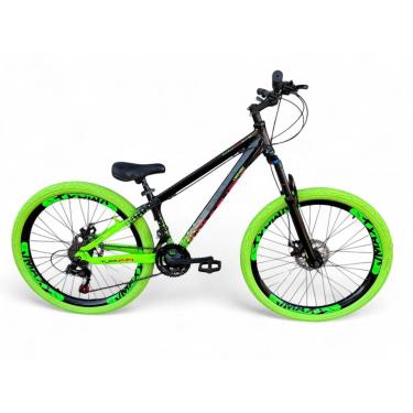 Imagem de Bicicleta Aro 26 Vikingx Tuff Freeride Downhill Alumínio 21v Aros Vmaxx Freio a Disco Pneu Flame-Unissex
