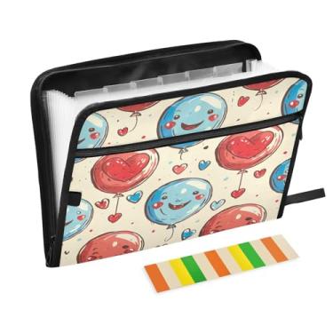 Imagem de Wassud Balões de desenho animado sanfonado organizador de arquivos carta a4 pastas de arquivo de papel fólio organizador de documentos com etiquetas pasta de arquivo expansível 13 bolsos