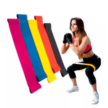 Imagem de Kit 5 Faixas Elásticas de Resistência para Yoga, Pilates e Treino, Látex, Multicolorido (Vermelho, Azul, Preto, Verde, Amarelo), 500x50mm
