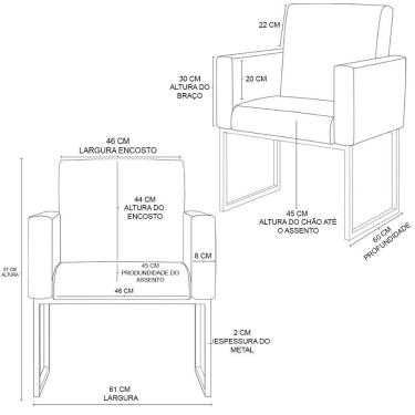 Imagem de Cadeira Poltrona Moderna Com Base De Ferro Preto Reforçada Cor: Vermelho