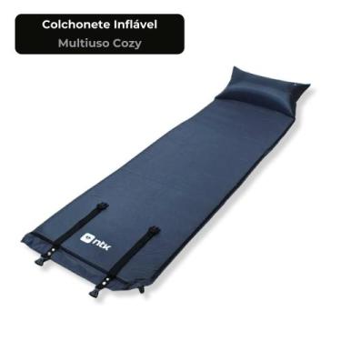 Imagem de Colchonete Inflável Cozy 186x53x3cm Camping Praia Portátil Compacto Mu