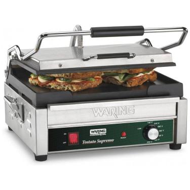 Imagem de Sanduicheira Elétrica Antiaderente 2 Fatias, Aço Inox, 1800W, 110v, WARING WFG250, Prateado