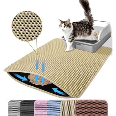 Imagem de Petinstinct Tapete de areia para gatos, 61 x 45 cm grande camada dupla tapete de armadilha de areia para gatos, antiderrapante, impermeável, à prova de urina, tapete para chão, tapete de areia de