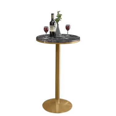 Imagem de Mesa de bar de bistrô, mesa redonda de bar de coquetel de 54 cm com base de metal dourado, mesas altas de pub de bistrô, mesa de altura de balcão para cozinha, sala de jantar, sala de estar