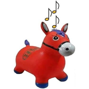Imagem de Cavalinho Upa Upa Grande Pula Pula Musical Borracha Resistente Inflável LARANJA