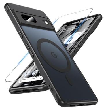 Imagem de Cum2giff Capa magnética à prova de choque atualizada para Google Pixel 7 com protetor de tela, [compatível com MagSafe], proteção contra quedas de grau militar de 3 m, fina, translúcida, fosca