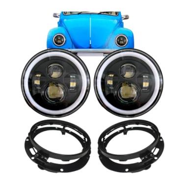 Imagem de Kit 2 Farol Angel Eye Led com Suporte Jeep Troller Fusca Kombi