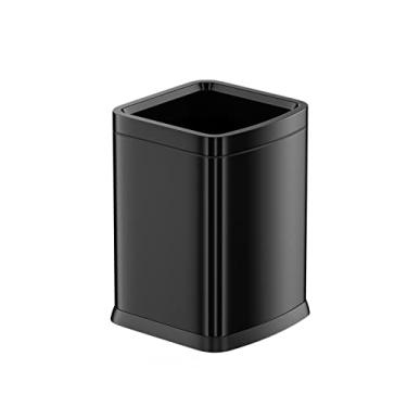 Imagem de Caixotes de lixo, cesto de lixo de pressão sem tampa de 12L grande aço inoxidável casa sala de estar quarto cesto de papel de lixo banheiro cozinha lata de lixo cozinha caixote do banheiro/prata/preto