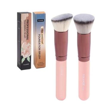 Imagem de Conjunto De 2 Pincéis De Maquiagem Kabuki Angulados Para Base E Blush 