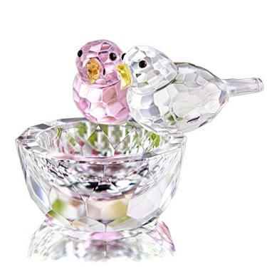 Imagem de HDCRYSTALGIFTS Estatueta de pássaro de cristal colecionável, arte de vidro, estatuetas de animais, mesa, decoração de casa, mãe