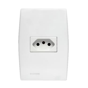 Imagem de Conjunto Placa Horizontal 2x4 C/ Tomada 2P+T 10A Branco Ilus Cod. 5UB9 9052 – Soprano