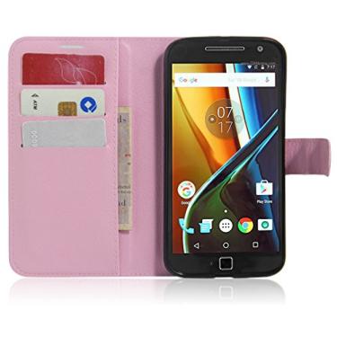 Imagem de Capa para Moto G4 Plus, carteira flip de couro PU premium com compartimento para cartão, suporte e fecho magnético [capa interna de TPU à prova de choque] Compatível com Moto G4 Plus