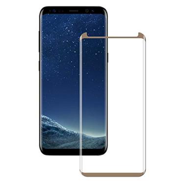 Imagem de INSOLKIDON 2 pacotes compatíveis com Samsung Galaxy S8 película de vidro temperado cobertura completa ultra transparente 3D protetor de tela premium vidro protetor de tela (meia cobertura, ouro)