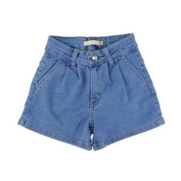 Imagem de Shorts Infanto Juvenil Feminino Carinhoso Jeans Azul 100010-Feminino