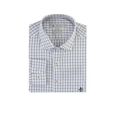 Imagem de Camisa Masculina Dudalina ML Slim Fit Xadrez Branca Xadrez Preto - 53042-Masculino