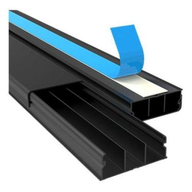 Imagem de 3 Metros Canaleta Preta Larga 40x16mm Grande Grossa Fio Cabo - Loja Di