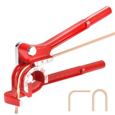Imagem de Dobrador de tubo - Dobrador de tubo 3 em 1 de 180 graus, adequado para dobrar tubos de cobre de 0,6 cm, 5/40.6 cm 3/20.3 cm OD cobre, latão, alumínio e tubos de aço fino - vermelho