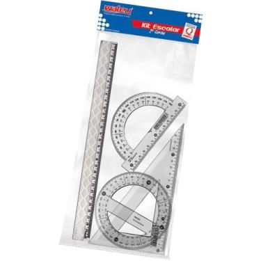 Imagem de Conjunto para Desenho 30CM + Esquadro 60º + Transferidor 180º + Transf