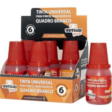 Imagem de Tinta Marcador Quadro Branco Reabastecedor Genial 20ML VERM CX com 06 