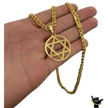 Imagem de Corrente Friso 6mm + Pingente Estrela Davi - Banhado a Ouro - ToJoia18