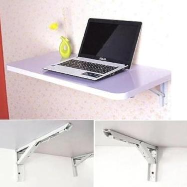 Imagem de Suporte de parede branco, mesa dobrável dobrável para computador home office, mesa de PC, tamanho: 60 cm 40 cm