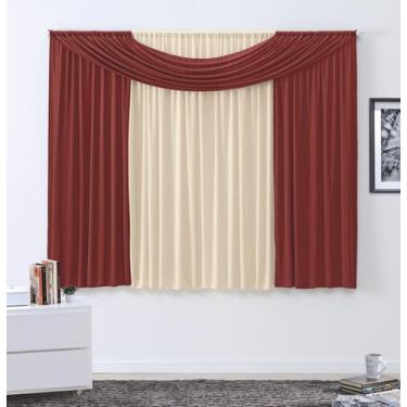 Imagem de Cortina Impéria 2,00x1,70m Marfim e Bordô - Vivarti