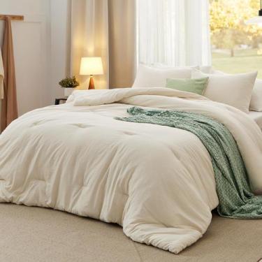 Imagem de Conjunto de Edredom Bedsure Queen Size Bege Claro - Pré-Lavado - 3 Peç