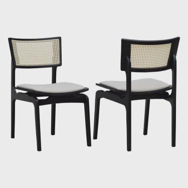 Imagem de Kit 2 Cadeiras Apollo Madeira Maciça Encosto Telinha Assento Anatômico Estofado Corano