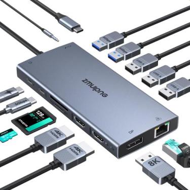 Imagem de Estação de ancoragem para laptop USB C ZMUIPNG 15 em 1 com 2 HDMI 4K @