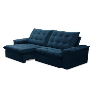 Imagem de Sofá 3 Lugares 2,3m Ret/rec Veludo Ferguile Batam Azul