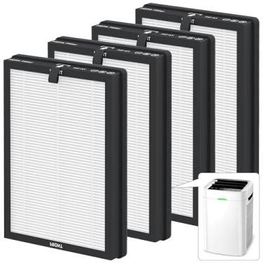 Imagem de Pacote com 4 filtros de substituição K1 compatíveis com purificador de ar LUNINO K1, filtros de dupla face para casa grande sala de até 2600 pés², H13 True HEPA e filtro de carvão ativado