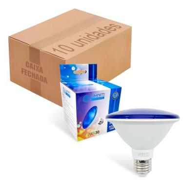 Imagem de 10x Lâmpada Par30 10w Azul Decoração Piscina Ip65 Prova água