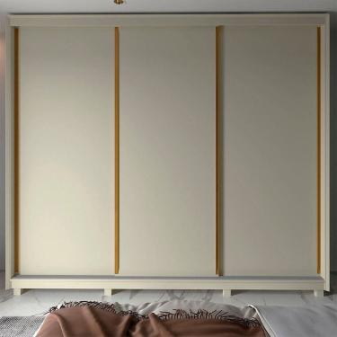 Imagem de Guarda-roupa Casal 3 Portas com Pés 100% Mdf Platinum Off White