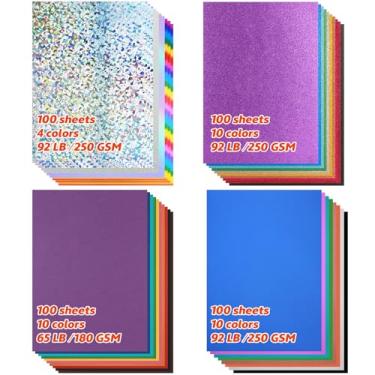 Imagem de Gersoniel 400 folhas de papelão colorido com glitter, 34 cores, papel de cartão com glitter, 21 x 29,7 cm, cartolina brilhante para scrapbook, projetos faça você mesmo, decoração de festa de