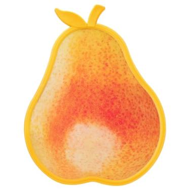 Imagem de Tábuas de corte de frutas para cozinha, grau alimentício, sem BPA, lindas tábuas de corte de plástico, conjunto de tábua de cortar reversível, borda antiderrapante de silicone, pêra, pêssego, formas