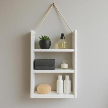 Imagem de Nicho Organizador MDF branco com Corda  Prateleira Divisória para Quar