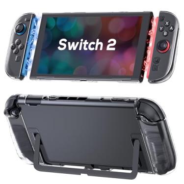 Imagem de TIKOdirect Capa transparente compatível com Nintendo Switch 2 (2025), capa protetora fina de policarbonato para Joy-Con, capa rígida com antiarranhões e absorção de choque, transparente